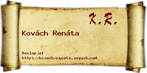 Kovách Renáta névjegykártya